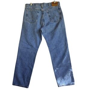 Wrangler Men's Blue Denim Jeans Relaxed Fit Straight Leg Work Casual Size 34x32
